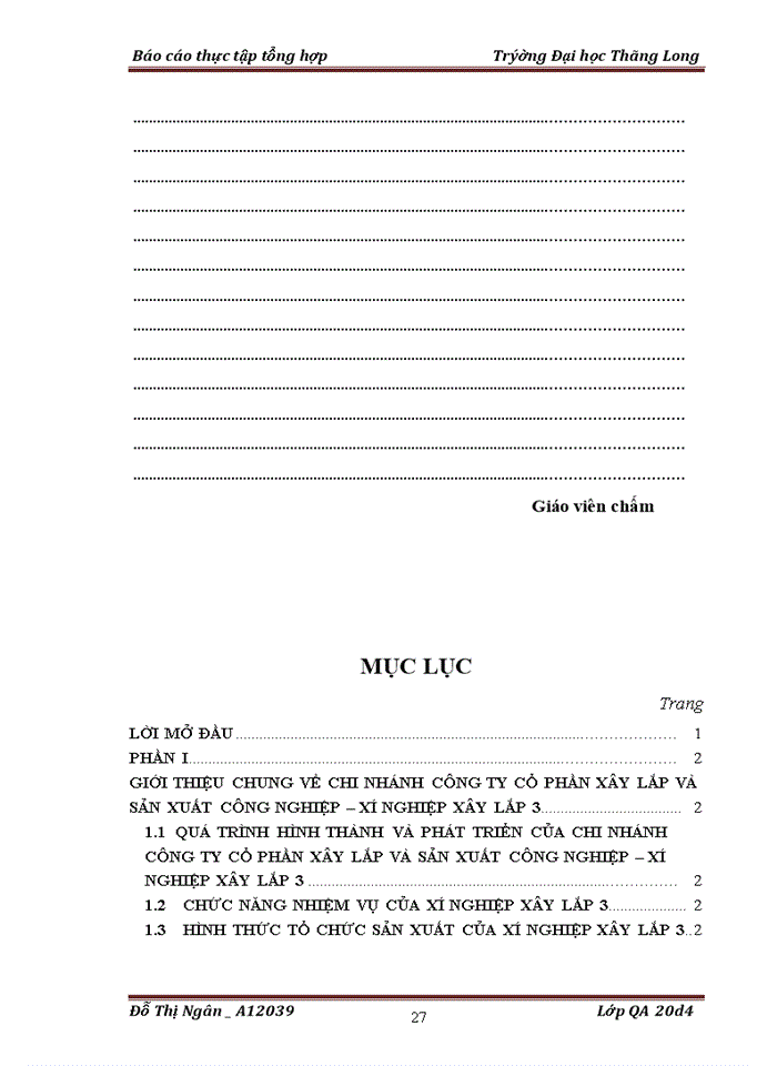 image for page Báo cáo Chi nhánh Công ty cổ phần xây lắp và sản xuất công nghiệp - Xí nghiệp xây lắp 3