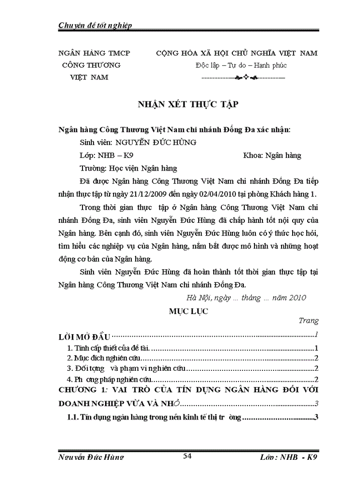 image for page Giải pháp tín dụng cho doanh nghiệp vừa và nhỏ của ngân hàng Công thương Đống Đa