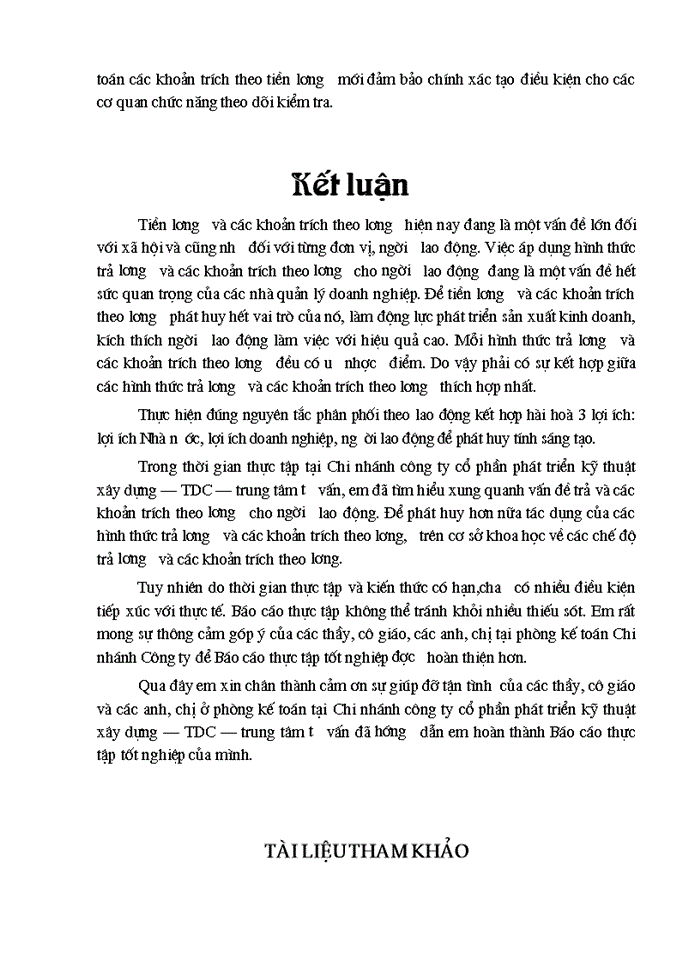 image for page Kế toán tiền lương và các khoản trích theo lương ở Chi Nhánh công ty cổ phần phát triển kỹ thuật xây dựng TDC - Trung tâm tư vấn