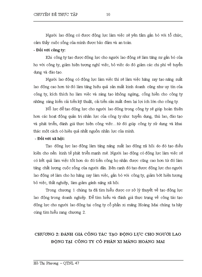 image for page Hoàn thiện công tác tạo động lực cho người lao động tại Công ty cổ phần xi măng Hoàng Mai