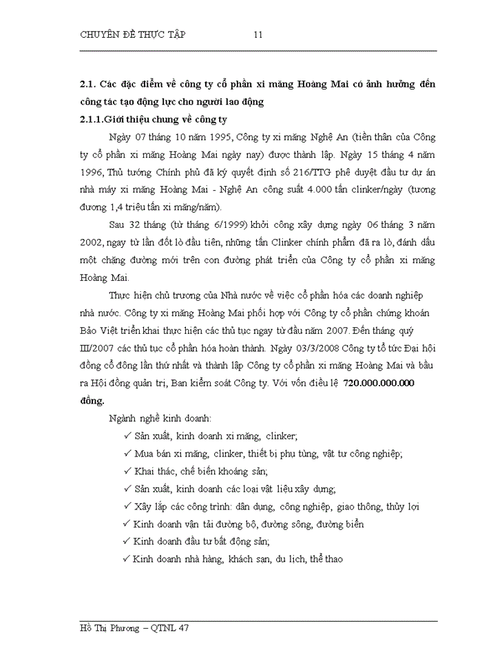image for page Hoàn thiện công tác tạo động lực cho người lao động tại Công ty cổ phần xi măng Hoàng Mai