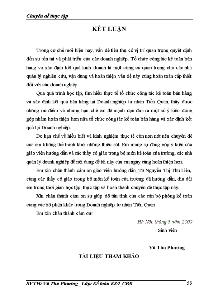 image for page Hoàn thiện kế toán bán hàng và xác định kết quả tại Doanh nghiệp tư nhân Tiến Quân