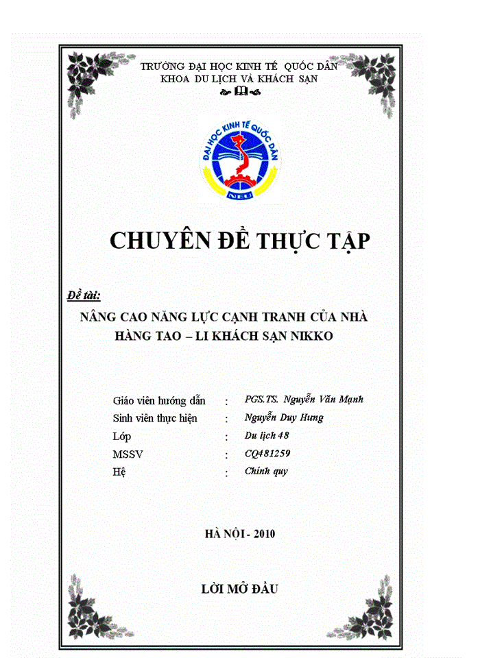 image for page NÂNG CAO NĂNG LỰC CẠNH TRANH CỦA NHÀ HÀNG TAO LI KHÁCH SẠN NIKKO