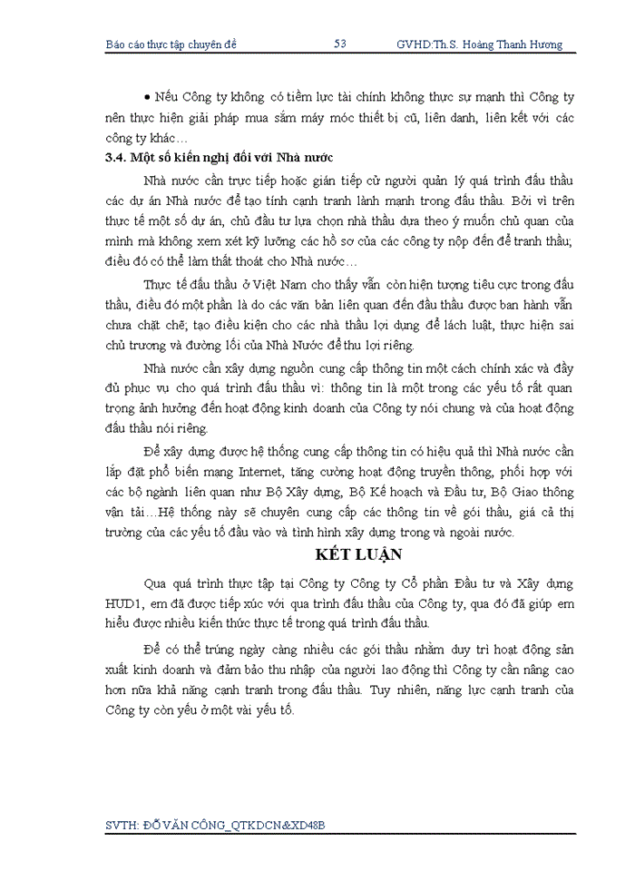 image for page Báo cáo Giải pháp nâng cao khả năng thắng thầu của Công ty Cổ phần Đầu tư và Xây dựng HUD1