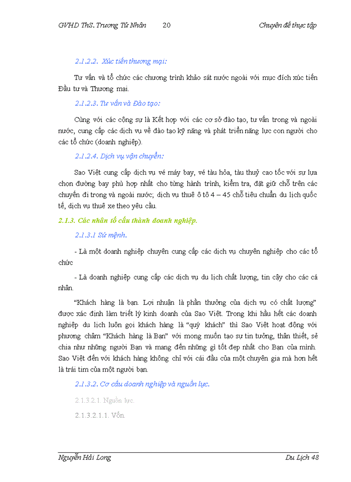 image for page Hoàn thiện quy trình điều hành chương trình du lịch nội địa tại công ty Đầu tư và Du lịch Sao Việt