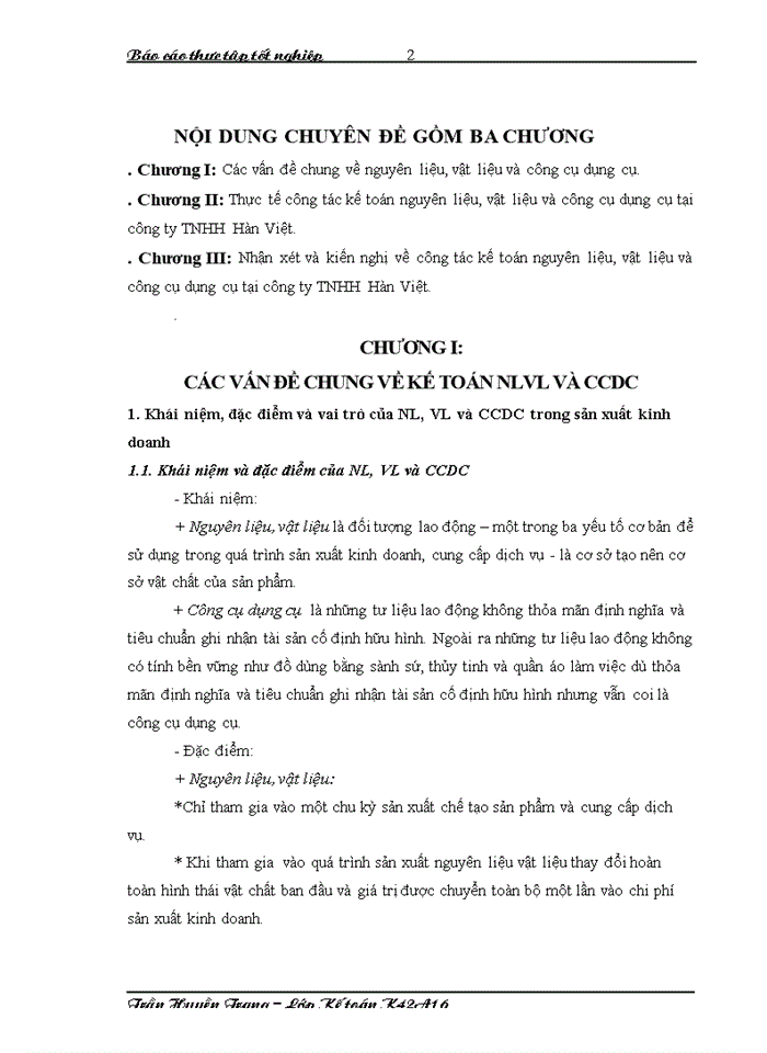 image for page Báo cáo Kế toán nguyên liệu vật liệu và công cụ dụng cụ tại công ty Trách nhiệm hữu hạn Hàn Việt