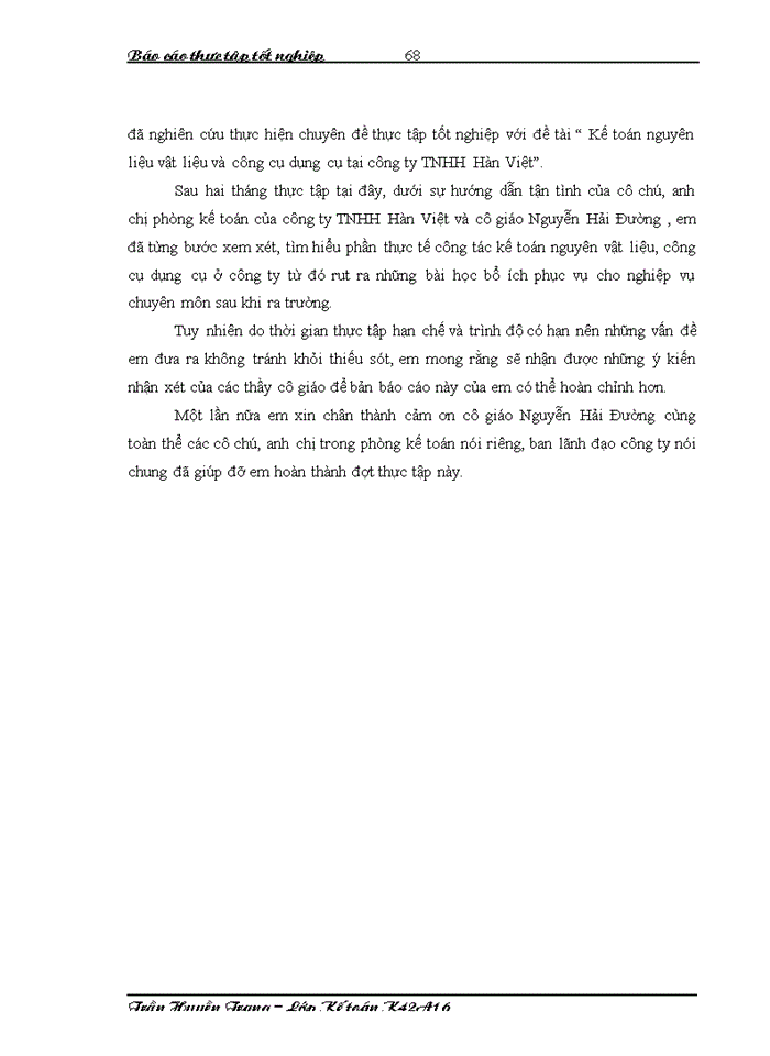 image for page Báo cáo Kế toán nguyên liệu vật liệu và công cụ dụng cụ tại công ty Trách nhiệm hữu hạn Hàn Việt