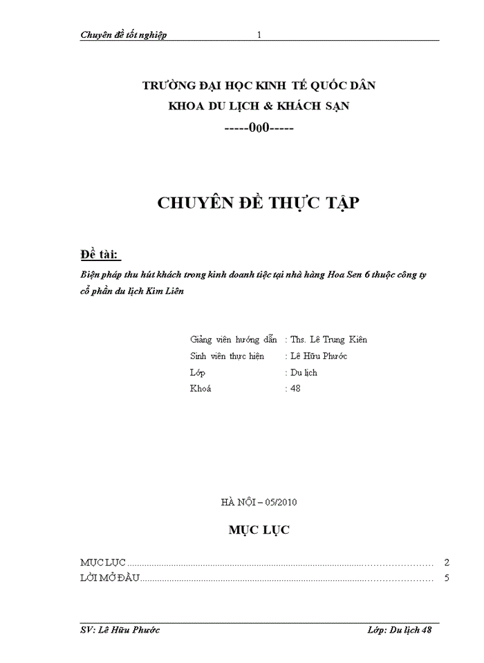 image for page Biện pháp thu hút khách trong kinh doanh tiệc tại nhà hàng Hoa Sen 6 thuộc công ty cổ phần du lịch Kim Liên