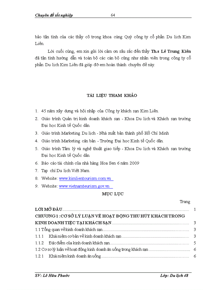 image for page Biện pháp thu hút khách trong kinh doanh tiệc tại nhà hàng Hoa Sen 6 thuộc công ty cổ phần du lịch Kim Liên