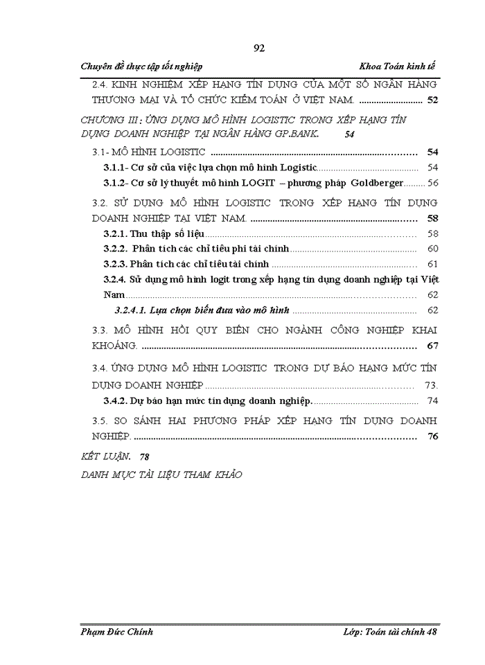 image for page Các mô hình phân tích đánh giá rủi ro tín dụng và ứng dụng mô hình Logistic trong xếp hạng tín dụng doanh nghiệp vay vốn tại ngân hàng GP Bank