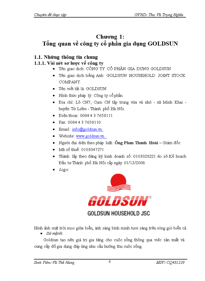 Một số giải pháp nâng cao chất lượng sản phẩm tại Công ty cổ phần gia dụng GOLDSUN