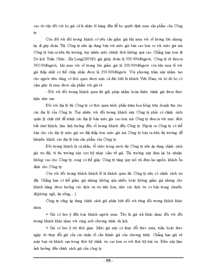 image for page Hoàn thiện công tác quản lý giá trong kinh doanh lữ hành ở công ty trách nhiệm hữu hạn du lịch và dịch vụ Hà Long