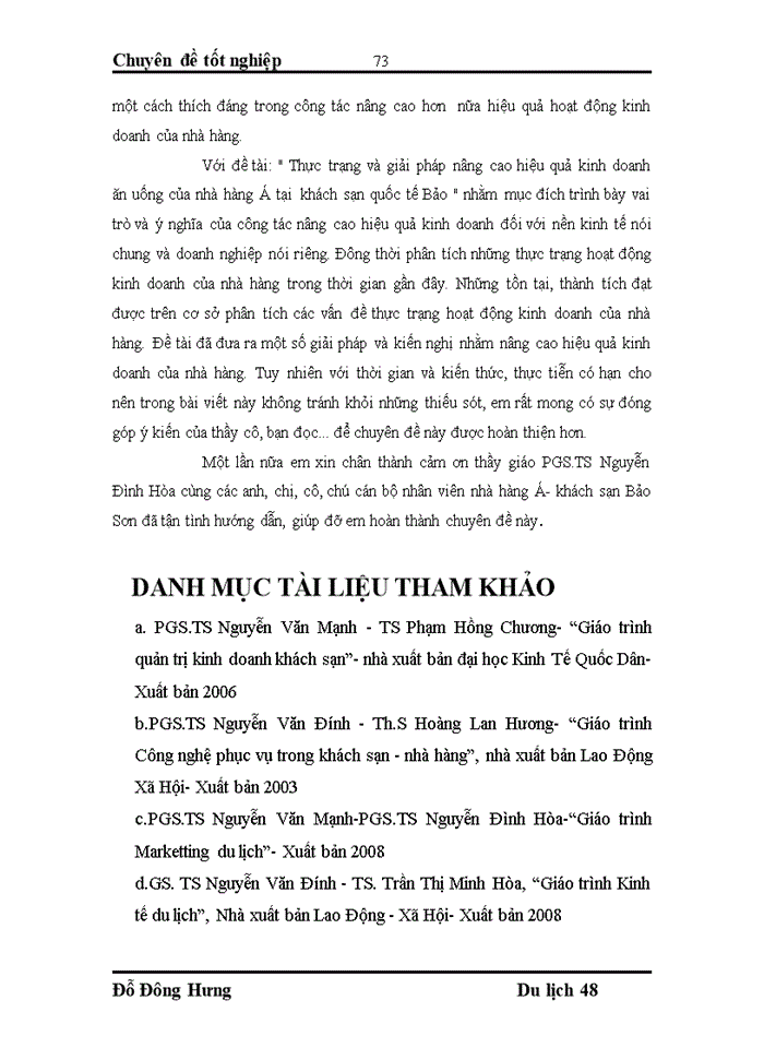 image for page Thực trạng về hiệu quả kinh doanh tại nhà hàng Á-khách sạn Bảo Sơn