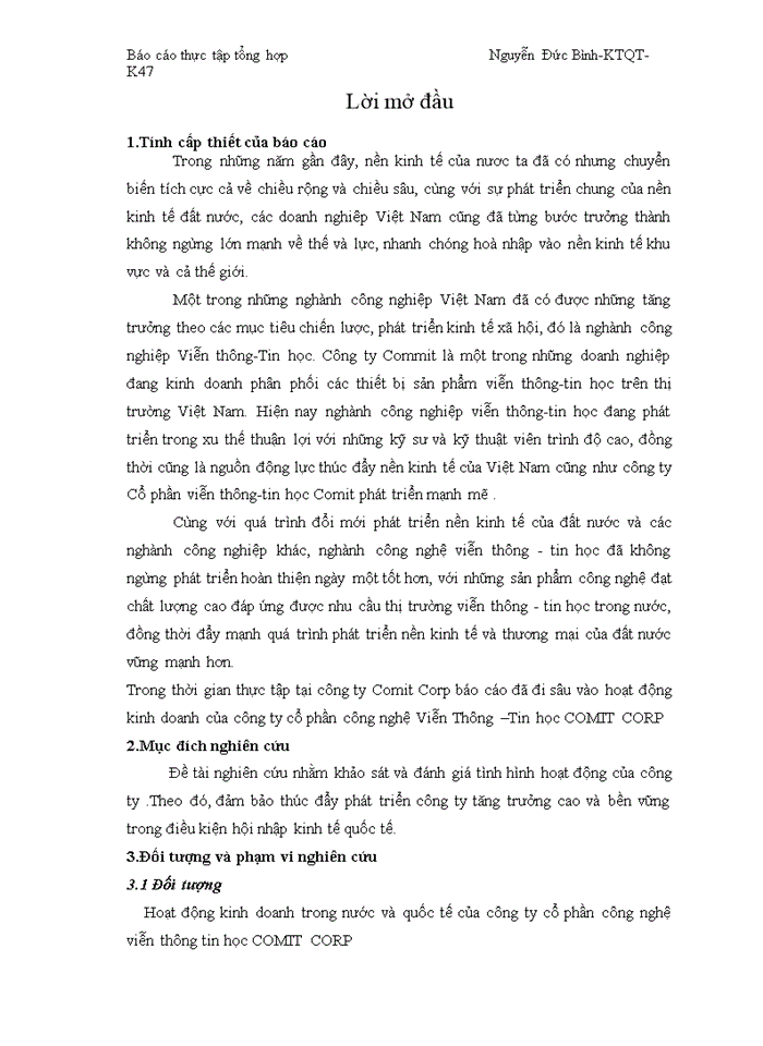 image for page Báo cáo công ty cổ phần công nghệ Viễn Thụng Tin học COMIT CORP
