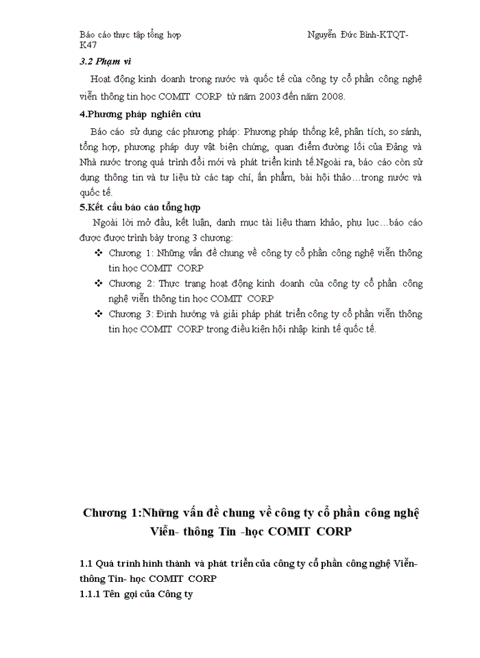 image for page Báo cáo công ty cổ phần công nghệ Viễn Thụng Tin học COMIT CORP