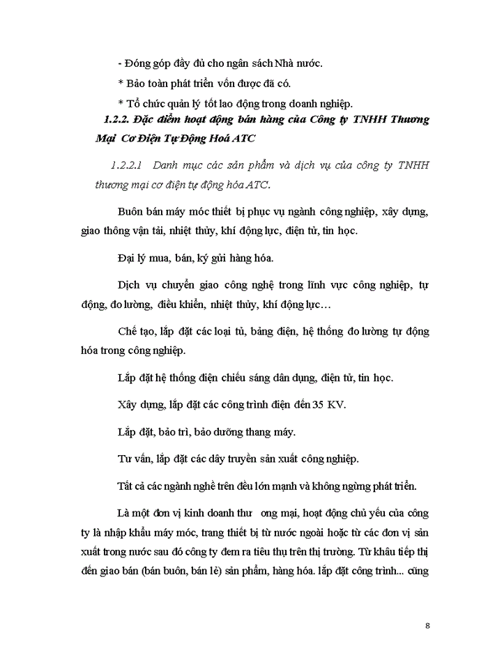 image for page Hoàn thiện Kế toán bán hàng và xỏc định kết quả kinh doanh tại công ty trách nhiệm hữu hạn Thương Mại tự động húa ATC