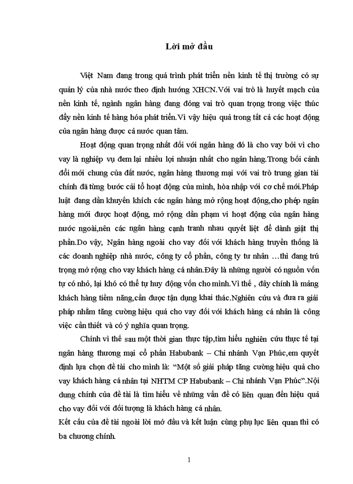 image for page Mụ̣t sụ́ giải pháp tăng cường hiợ̀u quả cho vay khách hàng cá nhân tại NHThương mại Cổ phần Habubank Chi nhánh Vạn Phúc