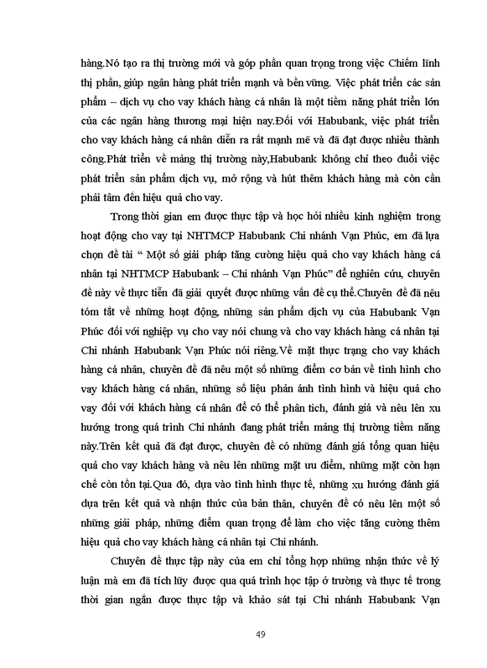 image for page Mụ̣t sụ́ giải pháp tăng cường hiợ̀u quả cho vay khách hàng cá nhân tại NHThương mại Cổ phần Habubank Chi nhánh Vạn Phúc