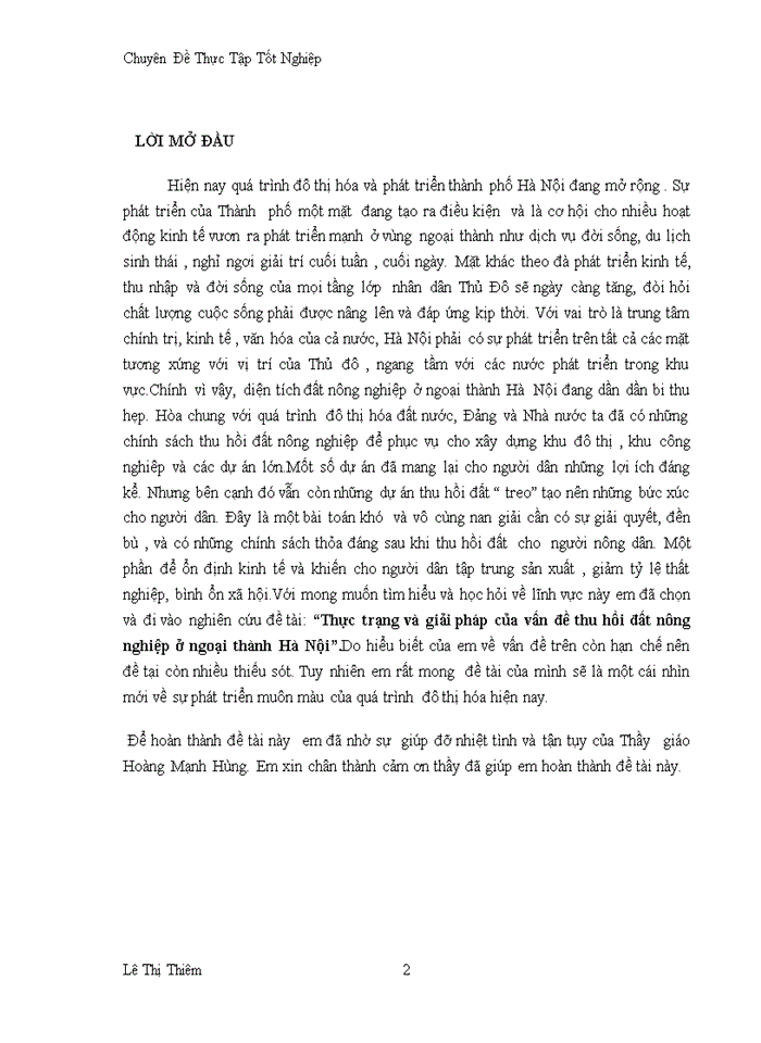 image for page Thực trạng và giải pháp của vấn đề thu hồi đất nụng nghiệp ở ngoại thành Hà Nội