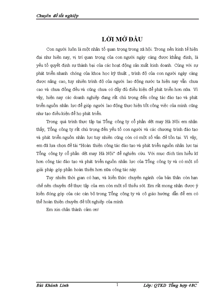 image for page Hoàn thiện công tác đào tạo và phát triển nguồn nhân lực tại Tổng công ty cổ phần dệt may Hà Nội