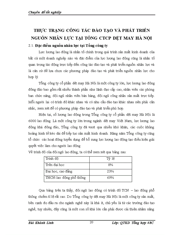 image for page Hoàn thiện công tác đào tạo và phát triển nguồn nhân lực tại Tổng công ty cổ phần dệt may Hà Nội