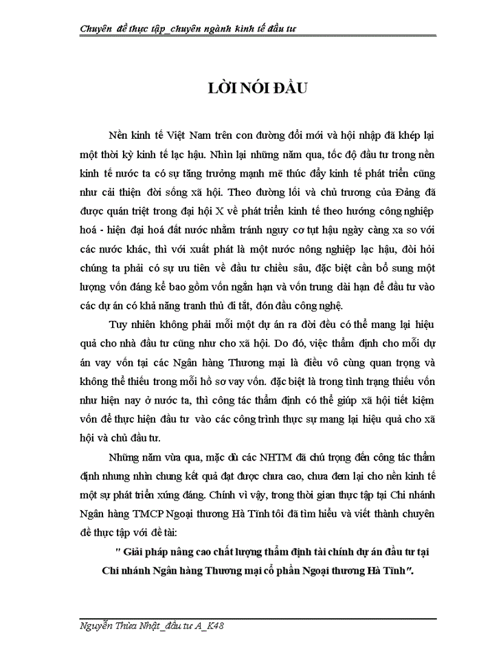 image for page Giải pháp nõng cao chất lượng thẩm định tài chính dự án đầu tư tại Chi nhánh ngân hàng Thương mại cổ phần Ngoại thương Hà Tĩnh