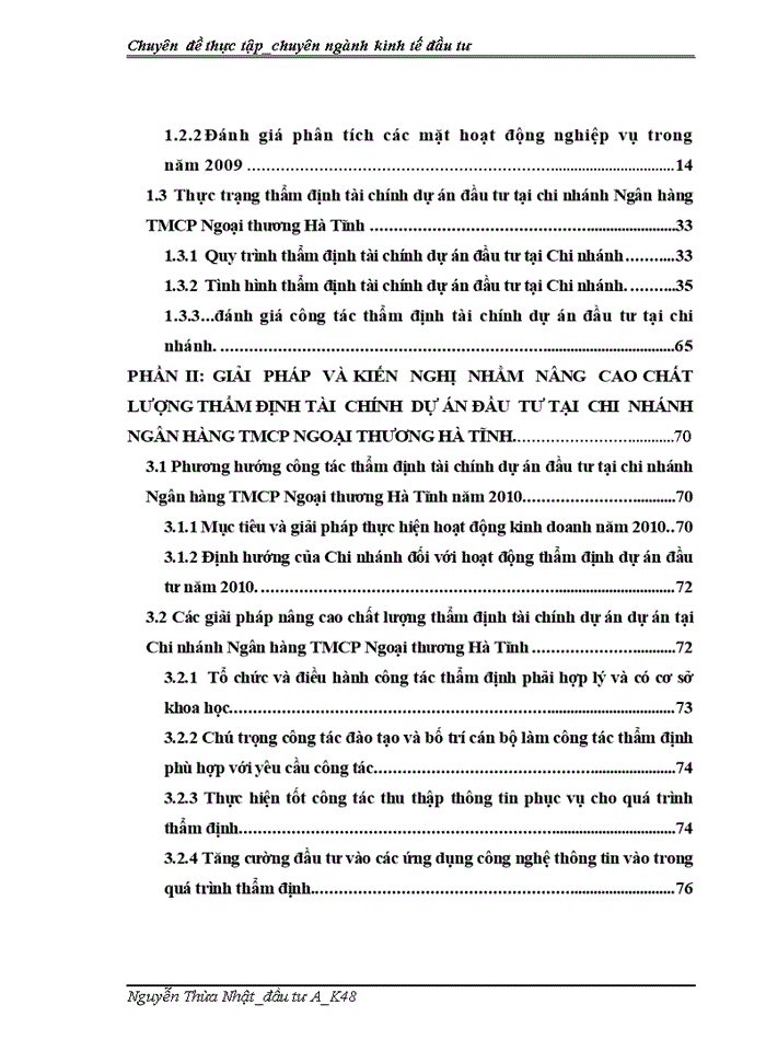 image for page Giải pháp nõng cao chất lượng thẩm định tài chính dự án đầu tư tại Chi nhánh ngân hàng Thương mại cổ phần Ngoại thương Hà Tĩnh