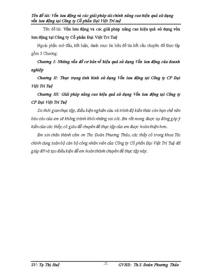 image for page Vốn lưu động và các giải pháp Tài chính nõng cao hiệu quả sử dụng vốn lưu động tại công ty Cố phần Đại Việt Trớ Tuệ