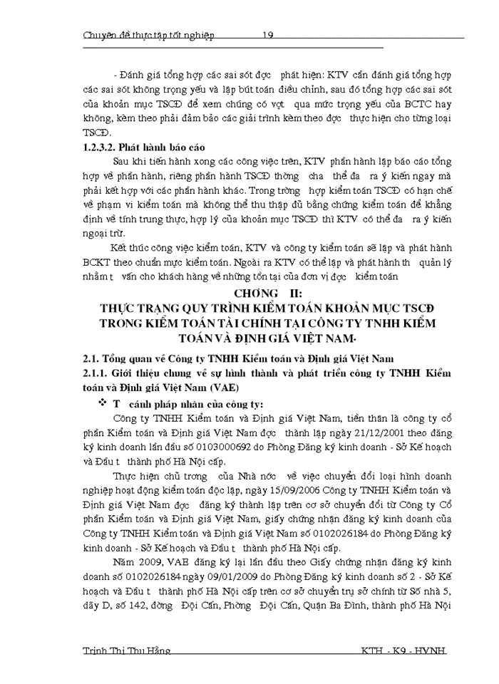 image for page Hoàn thiện quy trình kiểm toán khoản mục tài sản cố định trong kiểm toán Báo cáo tài chính do Công ty trách nhiệm hữu hạn Kiểm toán và Định giá Việt Nam thực hiện
