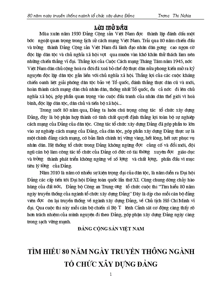 image for page Đảng Tìm hiểu 80 năm ngày truyền thống của ngành tổ chức xây dựng Đảng