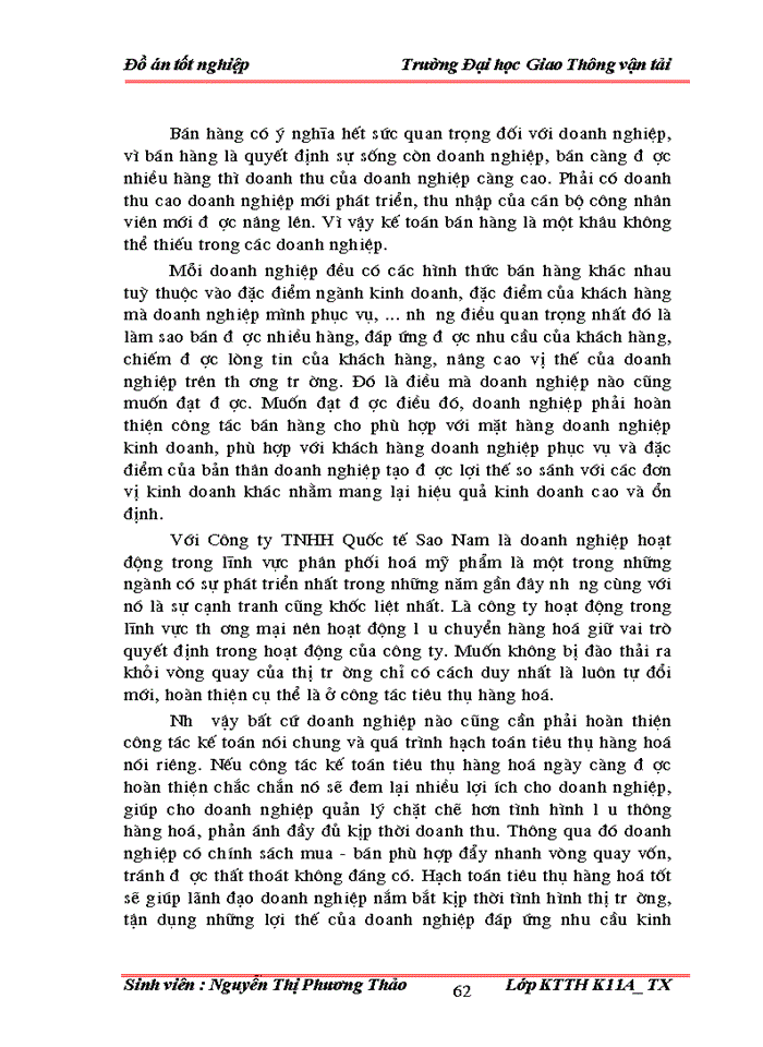 image for page Tổ chức công tác kế toán bán hàng và xác định kết quả bán hàng tại công ty trách nhiệm hữu hạn Quốc Tế Sao Nam
