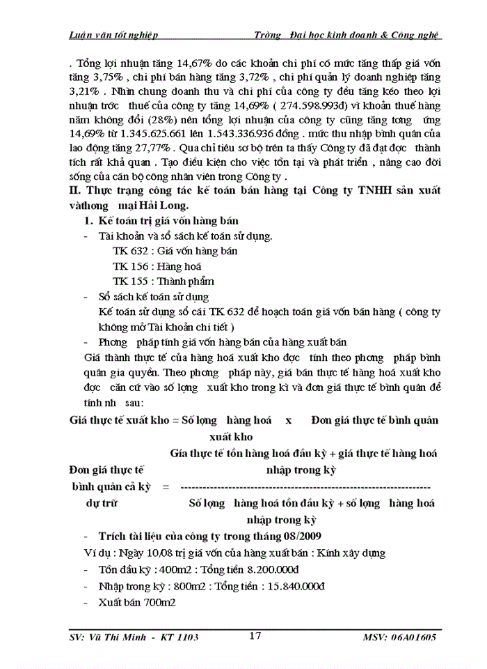 image for page Kế toán bán hàng và xác định kết quả bán hàng tại Công ty trách nhiệm hữu hạn sản xuất và thương mại Hải Long