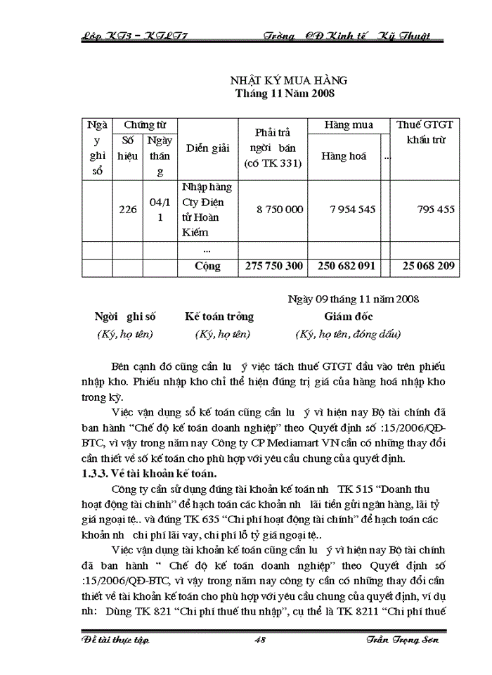 image for page Tổ chức kế toán bán hàng và xác định kết quả bán hàng ở Công ty công ty Cổ phần Mediamart VN