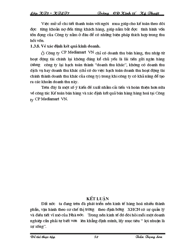 image for page Tổ chức kế toán bán hàng và xác định kết quả bán hàng ở Công ty công ty Cổ phần Mediamart VN