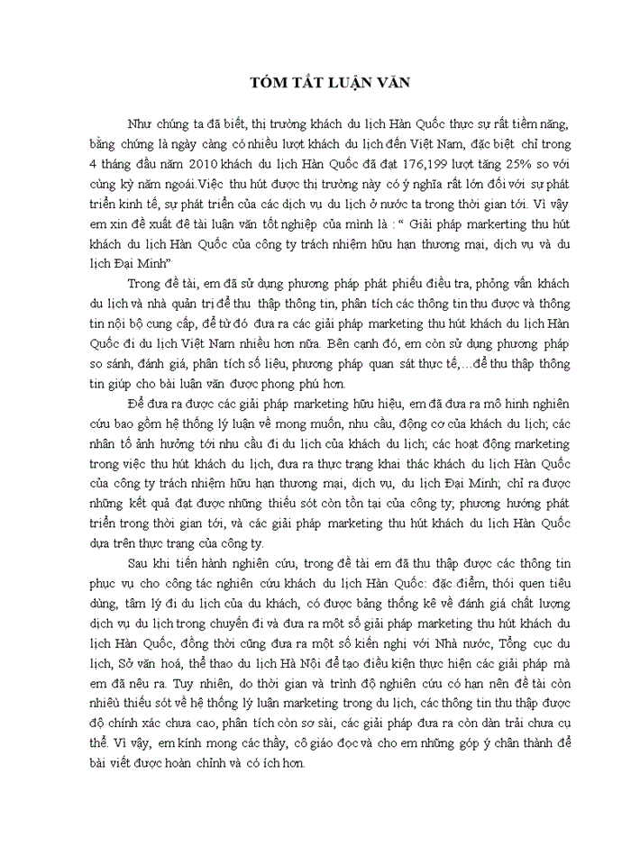 image for page Giải pháp markerting thu hỳt khách du lịch Hàn Quốc của công ty trách nhiệm hữu hạn thương mại dịch vụ và du lịch Đại Minh