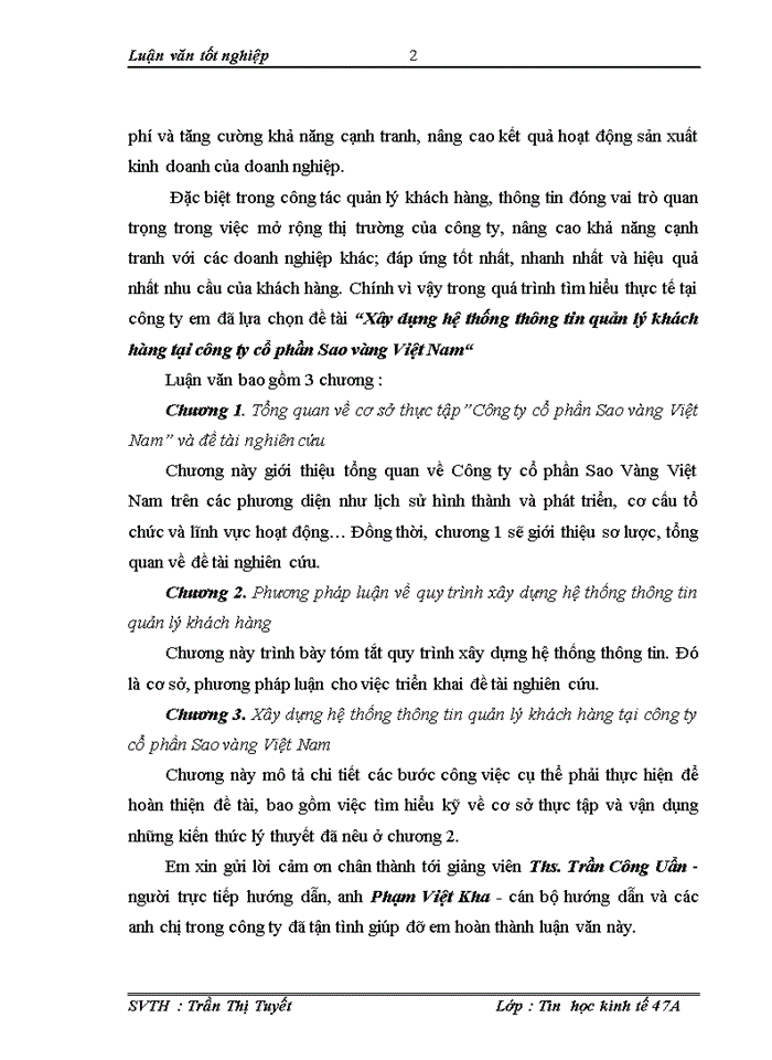 image for page ThS Xõy dựng hệ thống thụng tin quản lý khách hàng tại công ty cổ phần Sao vàng Việt Nam