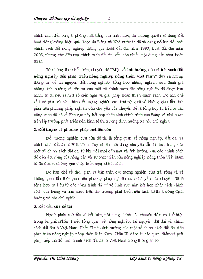 Một số ảnh hưởng của chính sỏch đất nụng nghiệp đến phát triển nụng nghiệp nụng thụn Việt Nam
