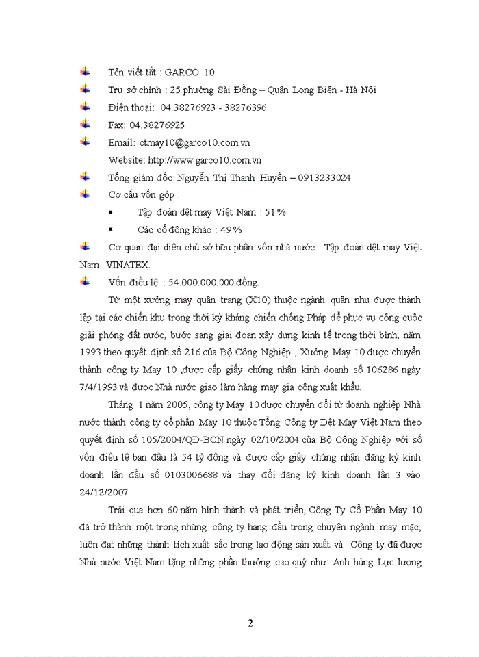 image for page Báo cỏo TỔNG QUAN VỀ CễNG TY CỔ PHẦN MAY 10