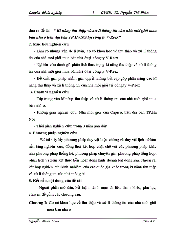 Kĩ năng thu thập và xử lớ thụng tin của nhà mụi giới mua bán nhà ở trờn địa bàn TP Hà Nội tại công ty V-Reex