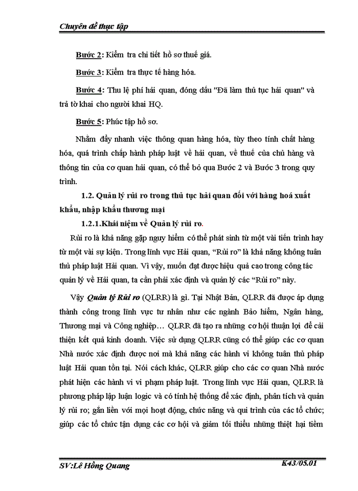 image for page Quản lý rủi ro trong thủ tục hải quan đối với hàng hoỏ xuất khẩu nhập khẩu thương mại tại Chi cục Hải quan Bắc Hà Nội