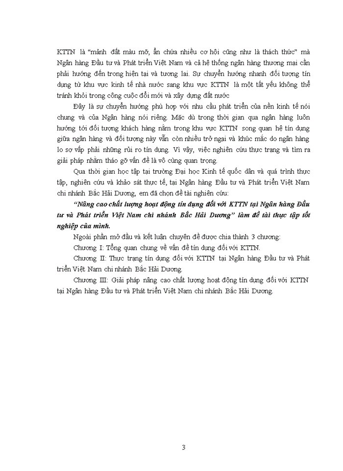 NÂNG CAO CHẤT LƯỢNG HOẠT ĐỘNG TÍN DỤNG ĐỐI VỚI KINH TẾ TƯ NHÂN TẠI NGÂN HÀNG ĐẦU TƯ VÀ PHÁT TRIỂN VIỆT NAM - CHI NHÁNH BẮC HẢI DƯƠNG