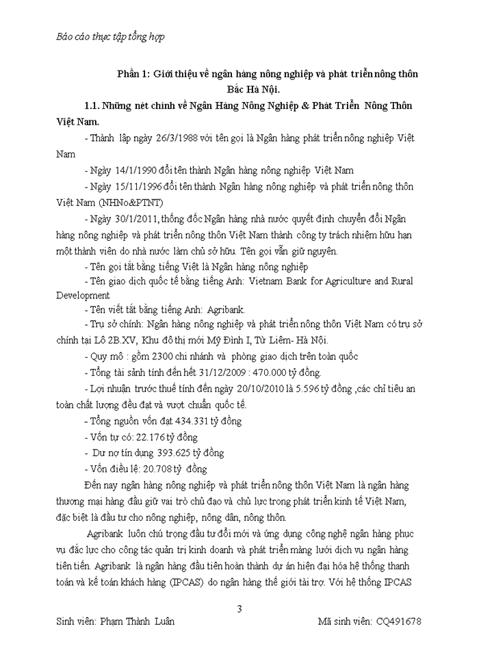 Báo cáo Giới thiệu về ngừn hàng nụng nghiệp và phát triển nụng thụn Bắc Hà Nội