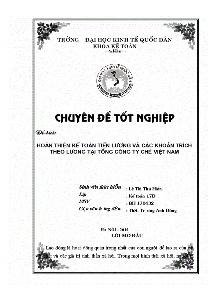 Hoàn thiện Kế toán chi phớ sản xuất và tớnh giá thành sản phẩm tại công ty cổ phần phát triển Thăng Long