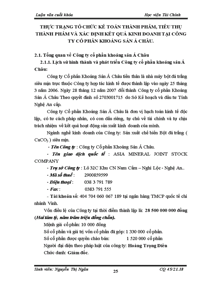 image for page Tổ chức kế toán thành phẩm tiêu thụ thành phẩm và xác định kết quả kinh doanh tại công ty Cổ phần Khoáng sản Á Châu