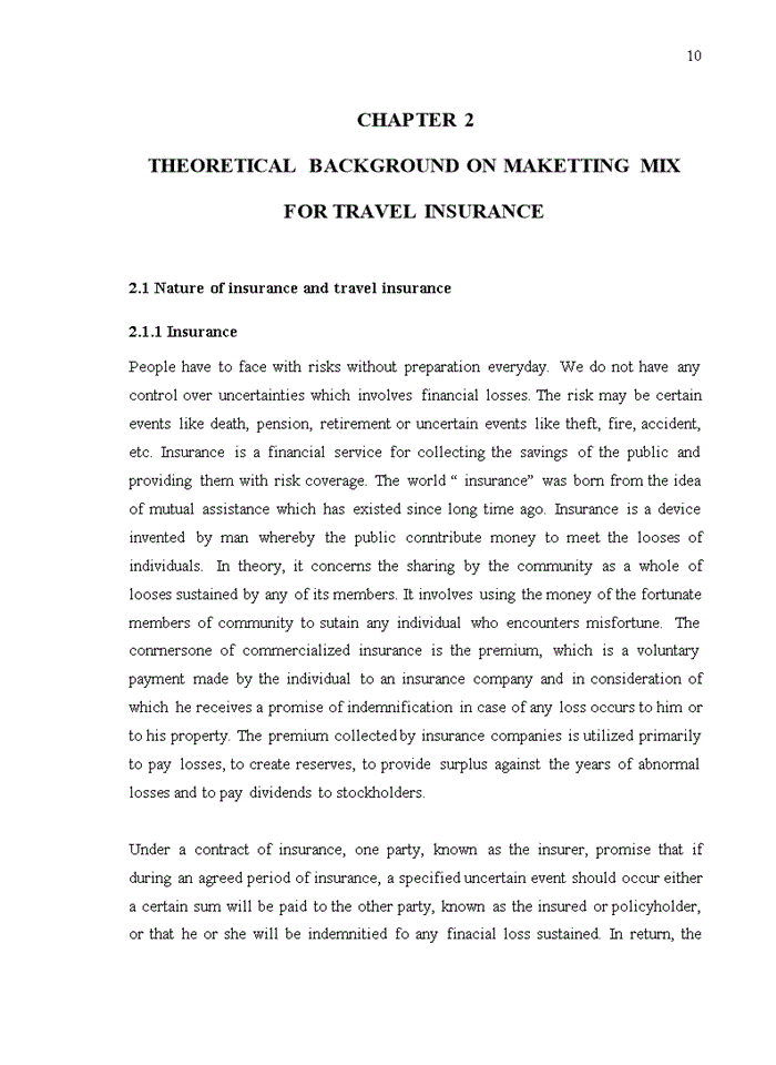 image for page THEORETICAL BACKGROUND ON MAKETTING MIX FOR TRAVEL INSURANCE tiếng anh