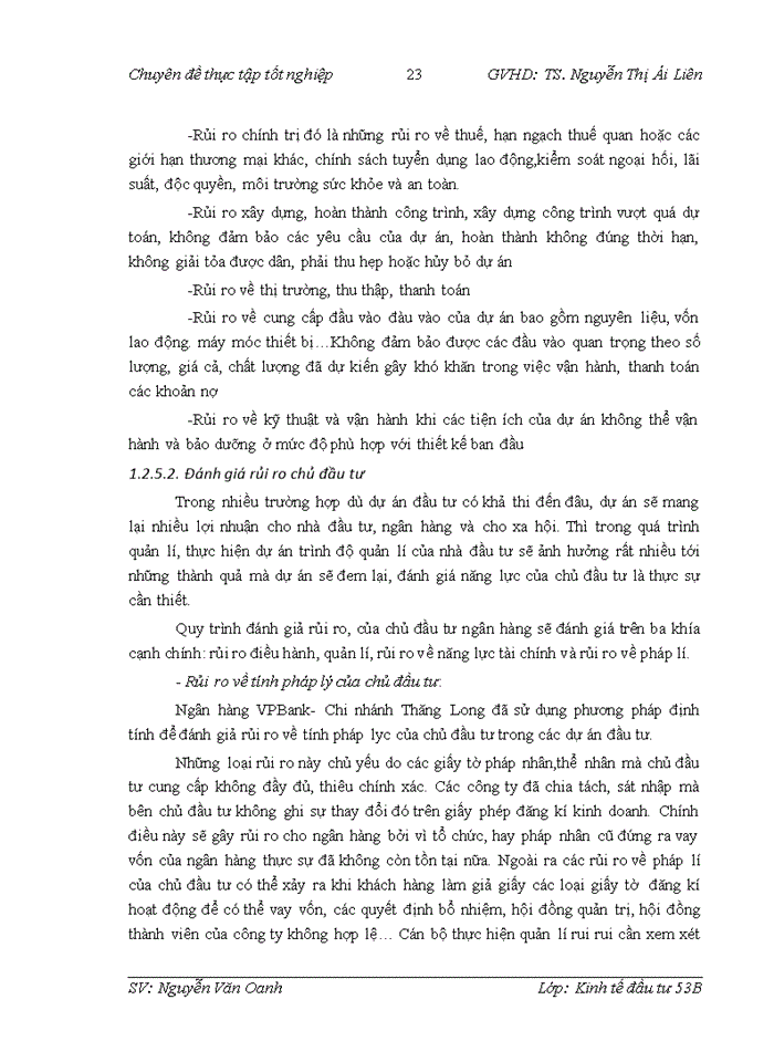 image for page Hoàn thiện công tác đánh giá rủi ro trong thẩm định dự án đầu tư tại ngân hàng TMCổ phần Việt Nam Thịnh Vượng chi nhánh Thăng Long