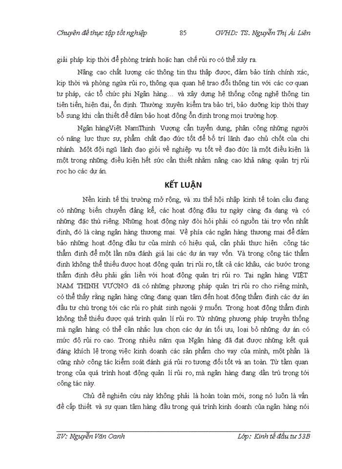 image for page Hoàn thiện công tác đánh giá rủi ro trong thẩm định dự án đầu tư tại ngân hàng TMCổ phần Việt Nam Thịnh Vượng chi nhánh Thăng Long
