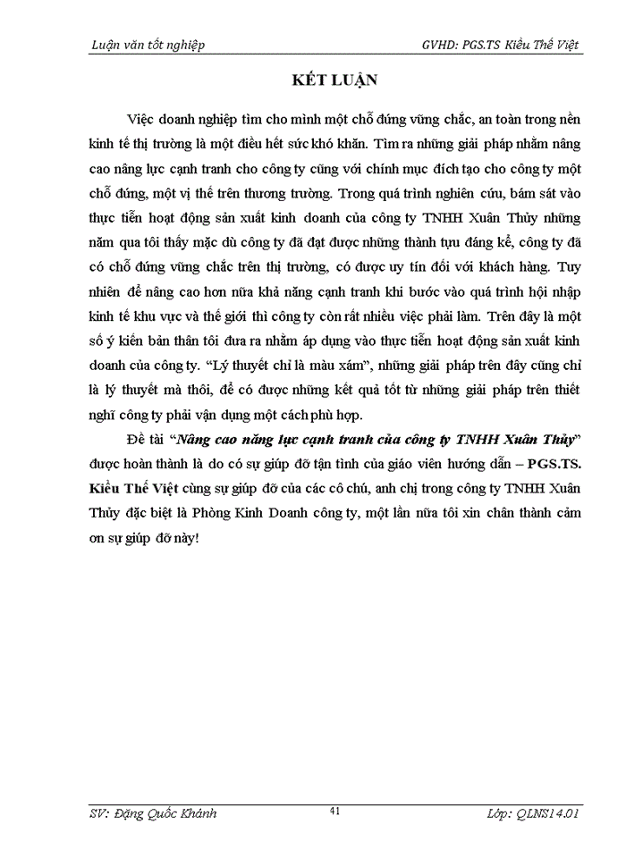 image for page Nâng cao năng lực cạnh tranh của công ty Trách nhiệm hữu hạn Xuân Thủy