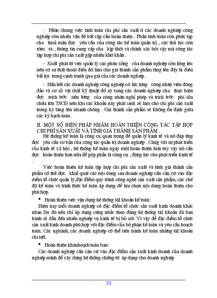 image for page Hoµn thiÖn kÕ to n chi phÝ s n xuÊt vµ tÝnh gi thµnh s n phÈm trong doanh nghiÖp s n xuÊt