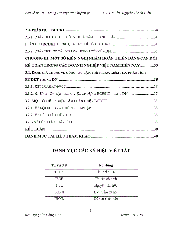 Bàn về BCĐKT trong các DN Việt Nam hiện nay